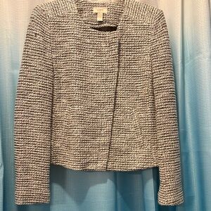 LOFT Women's Textured Black and White Blazer